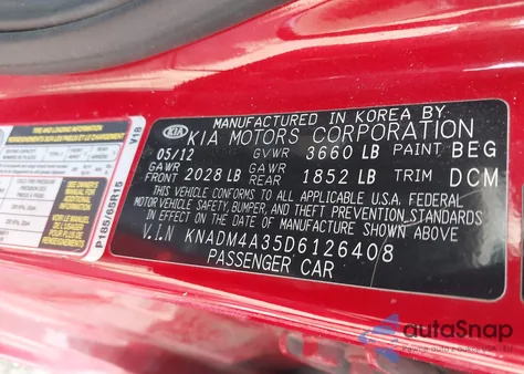 2013 Kia Rio Lx из США, поврежденный, VIN KNADM4A35D6126408